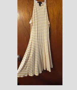 Yellow and white striped dress